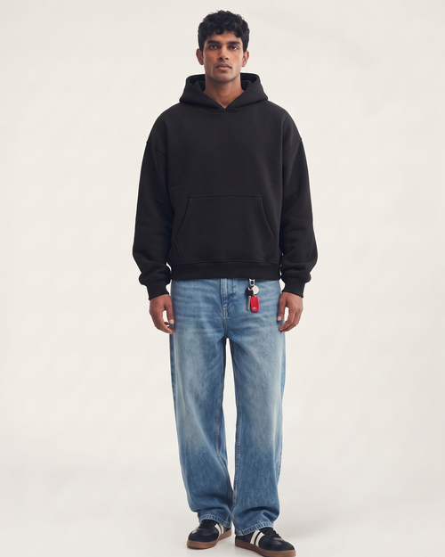 Black Boxy Hoodie | 360 GSM Cotton Winter Hoodie