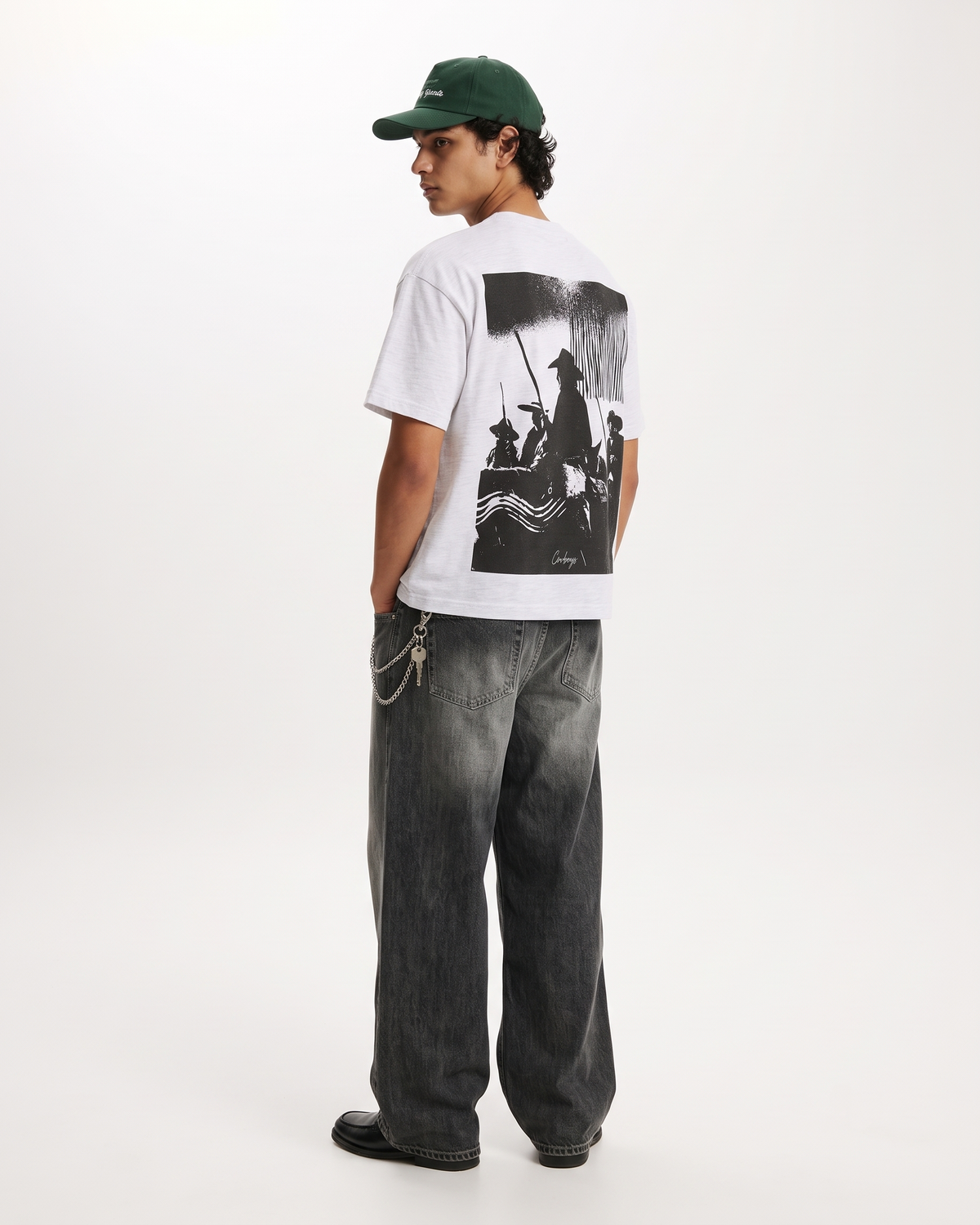 CowBoys Boxy Slub Tee | 180 GSM Dusty White Cotton Slub Graphic T-Shirt