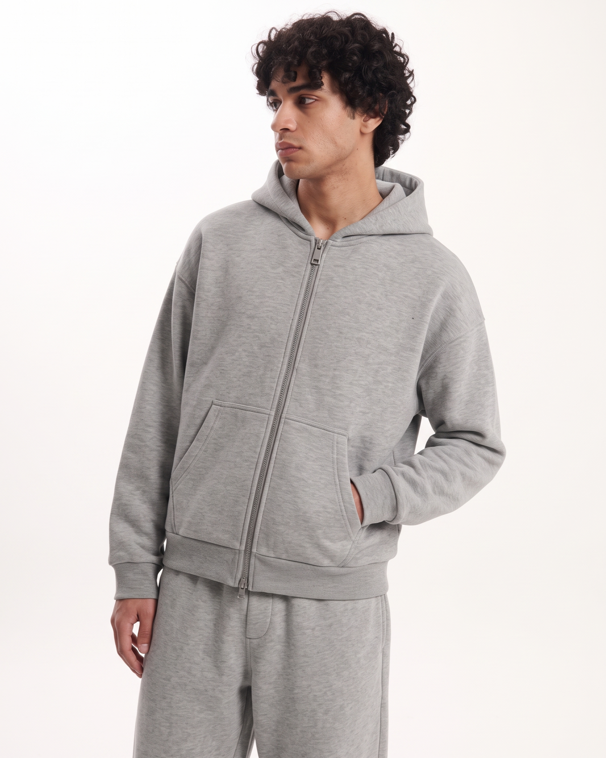 Grey Boxy Dual Zipper Hoodie | 360 GSM Cotton Boxy Hoodie