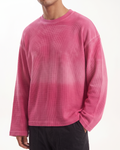 Pink Ombré Waffle Knit Oversized Full-Sleeve T-Shirt | 240 GSM Cotton Waffle Knit Tee