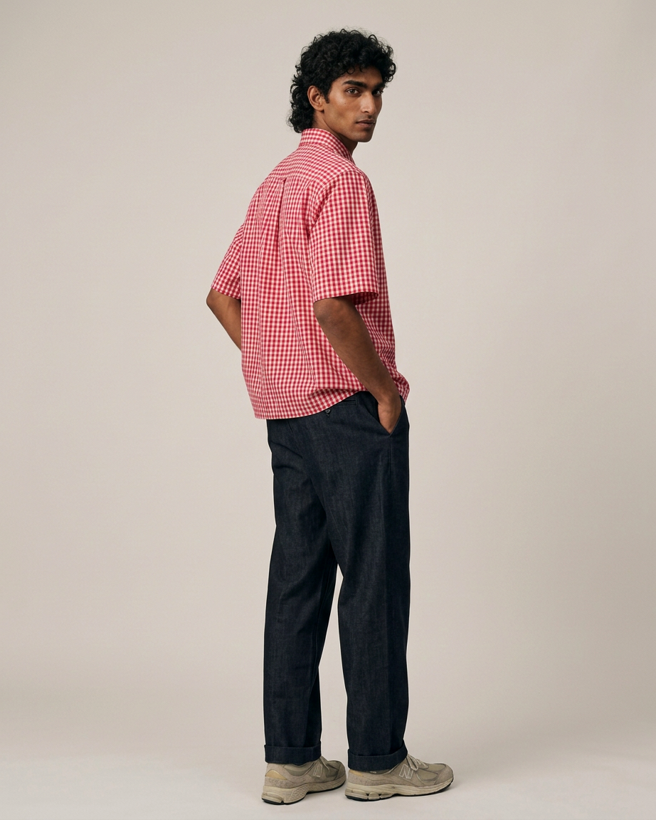 Red Picnic Oxford Boxy Shirt | 160 GSM Cotton Oxford Check Shirt
