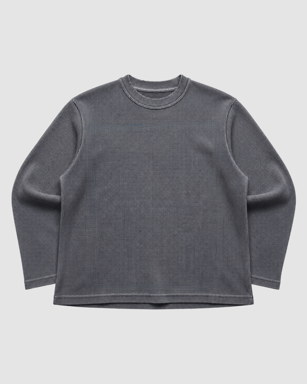 Acid Wash Waffle Knit Oversized Full-Sleeve T-Shirt | 240 GSM Waffle Knit Cotton Oversized Tee