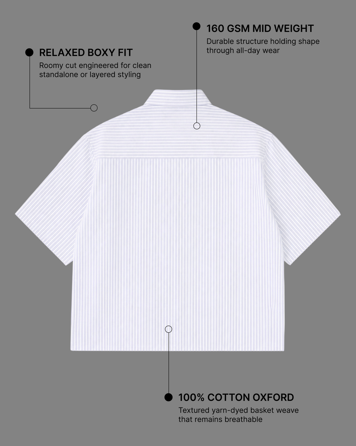 Blue Striped Oxford Boxy Shirt | 160 GSM Cotton Oxford Stripe Shirt