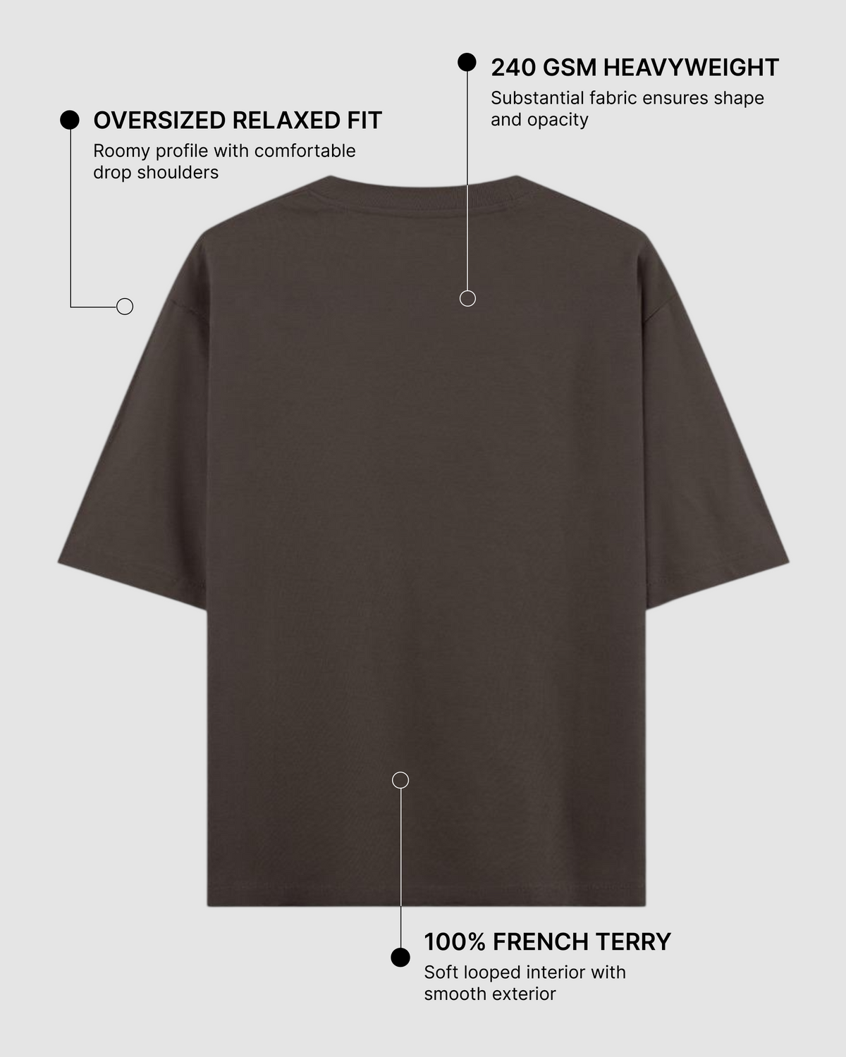 Coffee Oversized T-Shirt | 240 GSM French Terry Cotton Oversized Tee