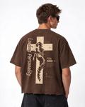 Loading Personality Boxy Fit T-Shirt | 240 GSM French Terry Cotton Brown Graphic Tee