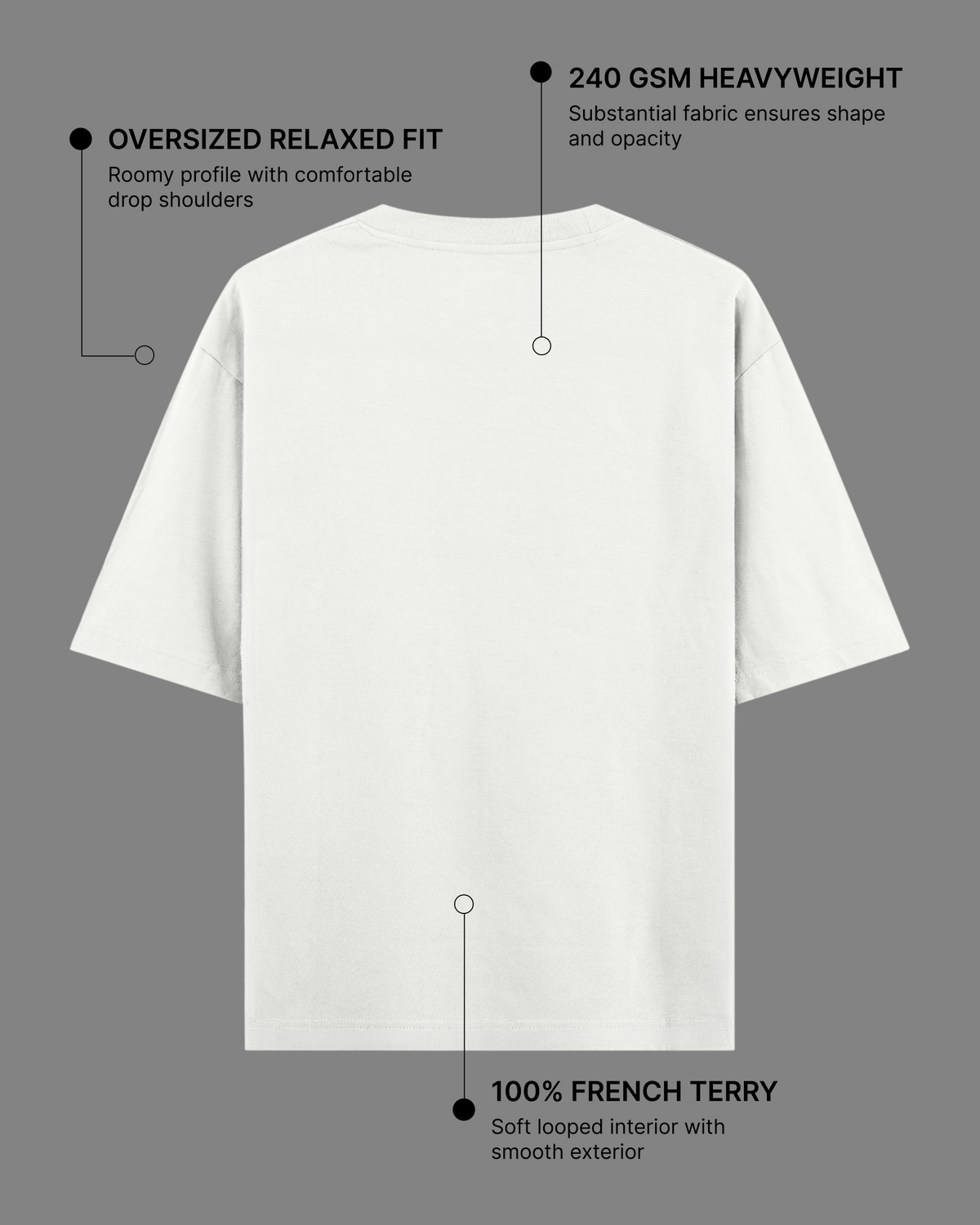 White Oversized T-Shirt | 240 GSM French Terry Cotton Oversized Tee